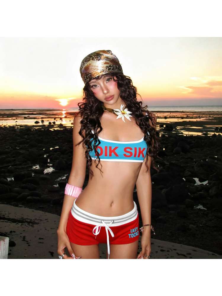 Colorblock Printed Bikinis 3 Piece Sets