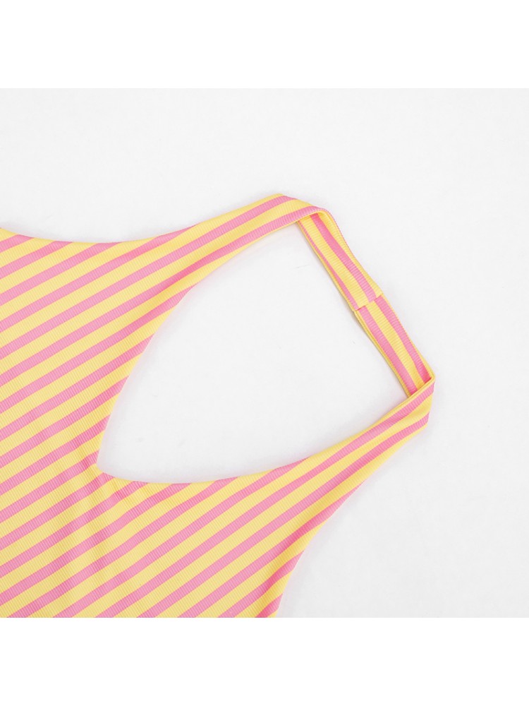 Striped Halter Capri Pants Headband 3 Piece Sets