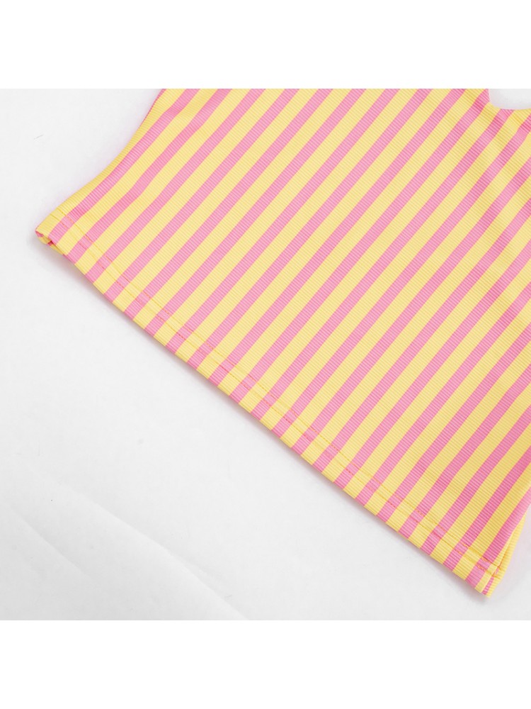 Striped Halter Capri Pants Headband 3 Piece Sets