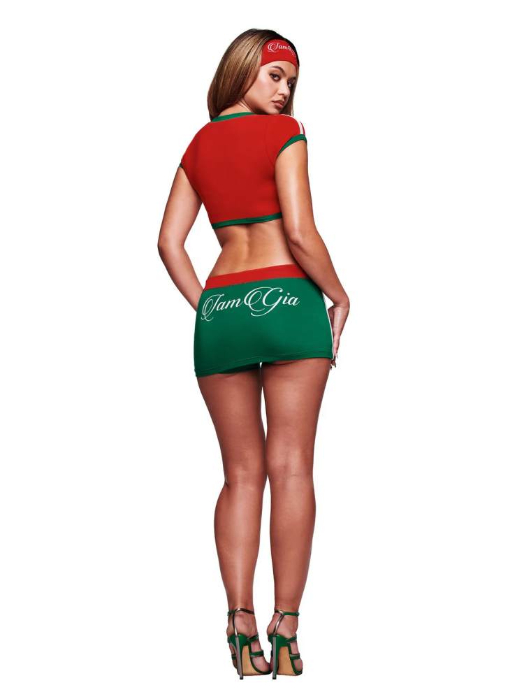 Contrast V Neck Cropped Jerseys Skirt Sets