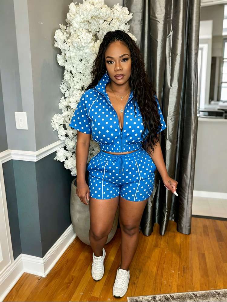 Polka Dots Jackets Lined Short Sets