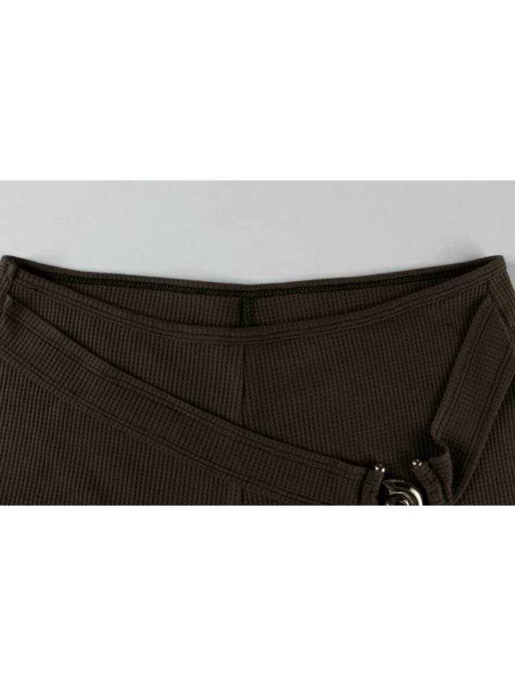 Drawstring Cropped Metal Decor Short Sets