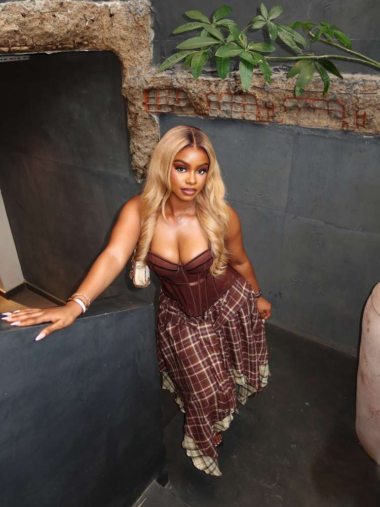 Sheer Corset Irregular Plaid Skirt Sets