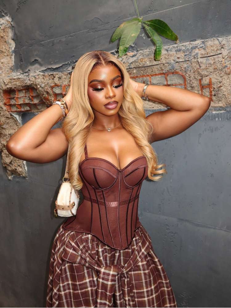 Sheer Corset Irregular Plaid Skirt Sets