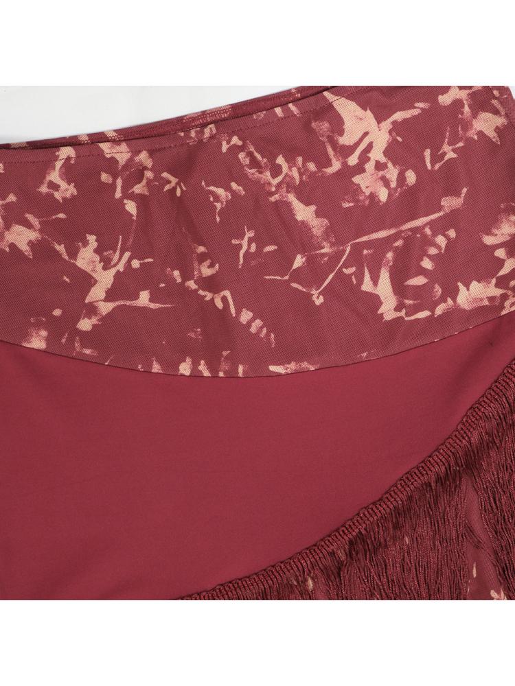Asymmetrical Fringe Halter Lace-Up Skirt Sets